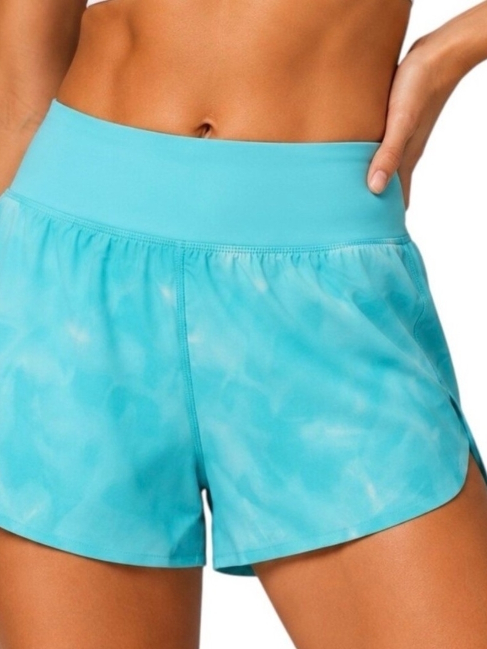 Athleta Turquoise Tie-Dye Athletic Shorts